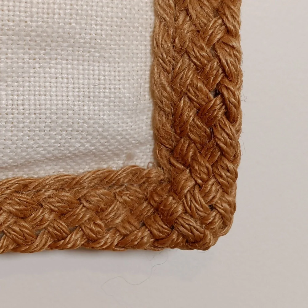 Pottery Barn Linen Pillow with Jute Border White/Tan 20 x 20